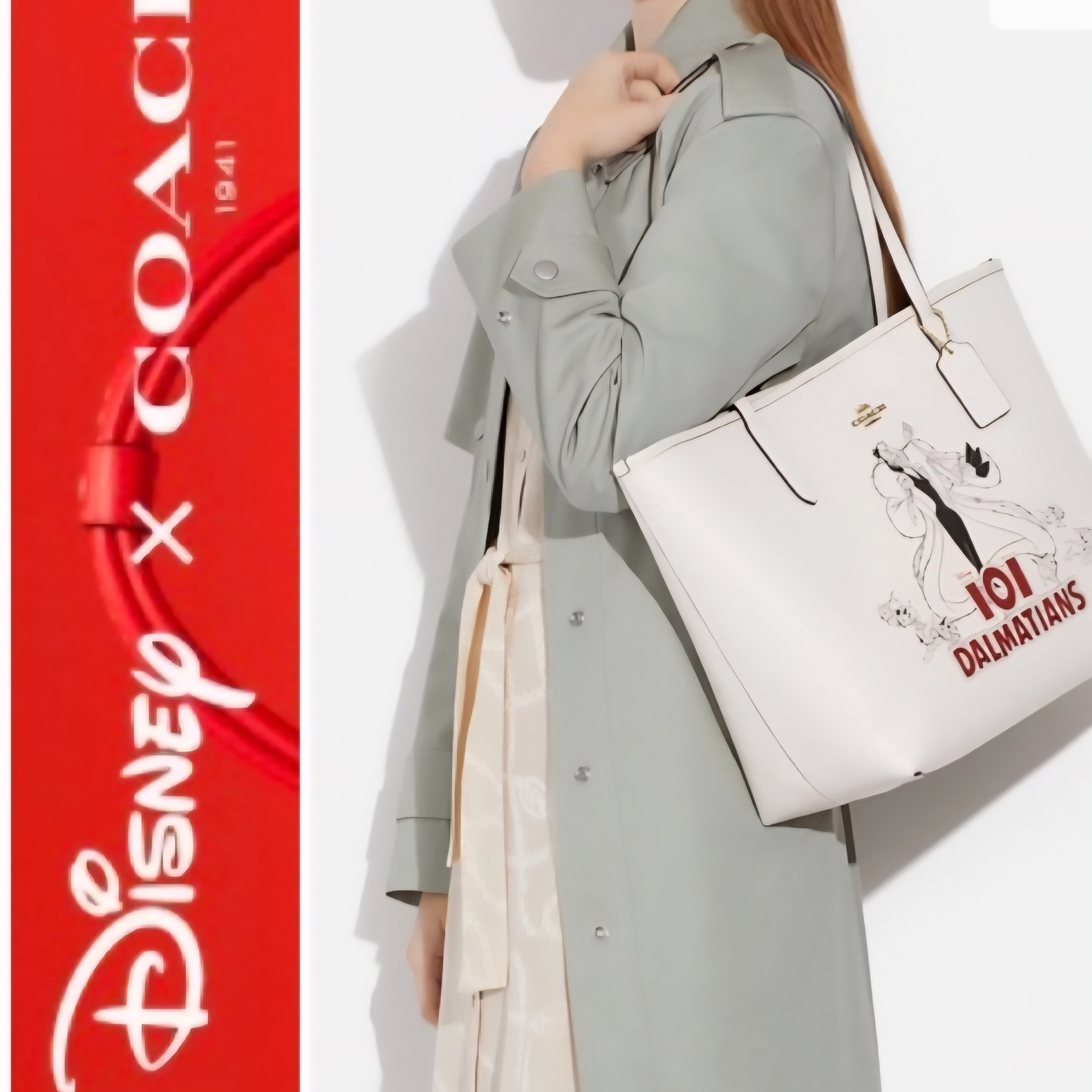 Coach White 101 Dalmatians Graphic Leather Tote